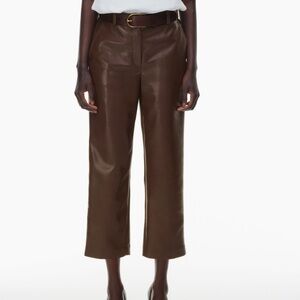 Aritzia Babaton Command Cropped Vegan LeatherPant in Brown coffee Bean size 8